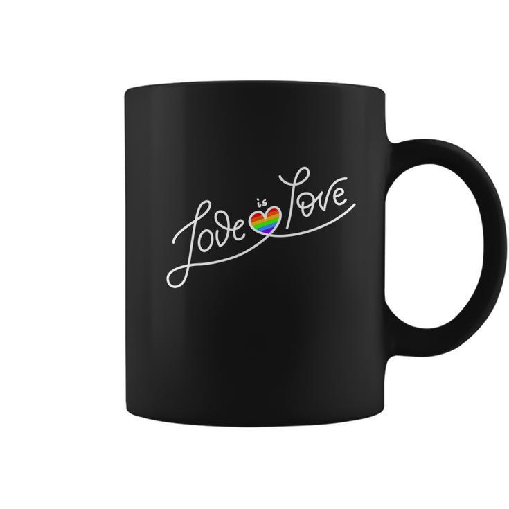 Love Is Love Script Gay Pride Colorful Rainbow Heart Coffee Mug