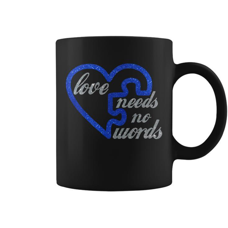 Love Needs No Words Autism Awareness Heart Puzzle Coffee Mug