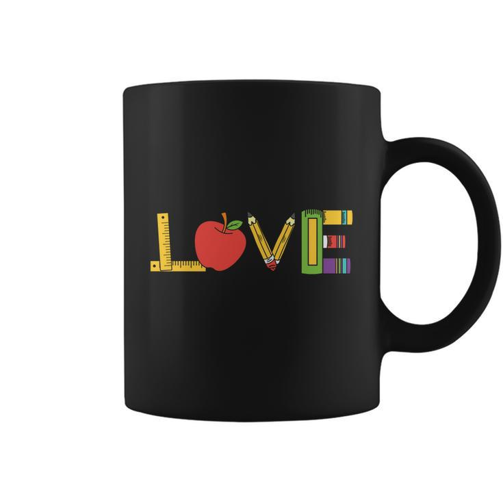 Love Teacher Life Apple Pencil Ruler Teacher Quote Graphic Shirt For Female Male Coffee Mug