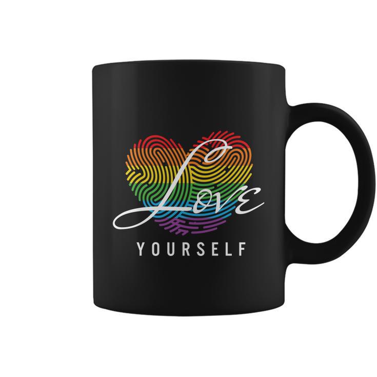 Love Yourself Rainbow Lgbt Fingerprint Pride Month Coffee Mug