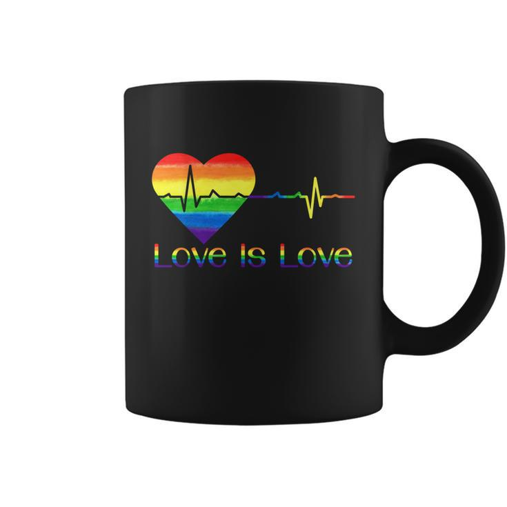 Lovely Lgbt Gay Pride Heartbeat Lesbian Gays Love Is Love Cool Gift Coffee Mug