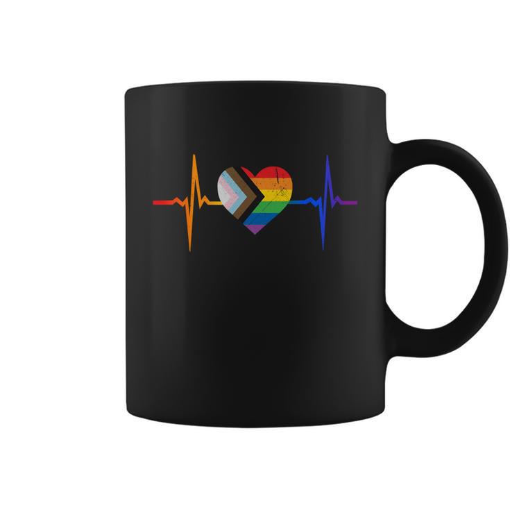 Lovely Lgbt Gay Pride Heartbeat Lesbian Gays Love Vintage Gift Coffee Mug