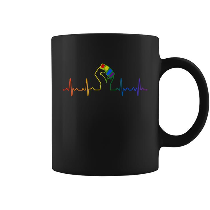 Lovely Lgbt Gay Pride Power Fist Heartbeat Lgbtq Lesbian Gay Meaningful Gift Coffee Mug