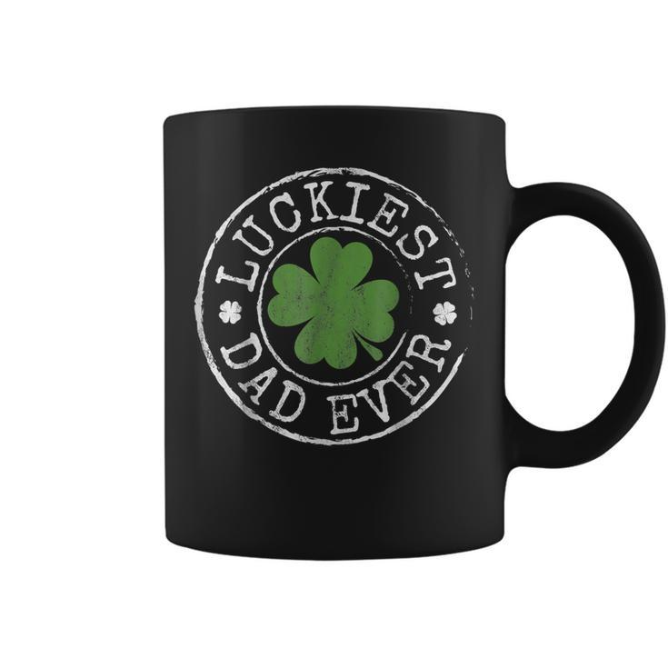 Luckiest Dad Ever Shamrocks Lucky Father St Patricks Day  Coffee Mug