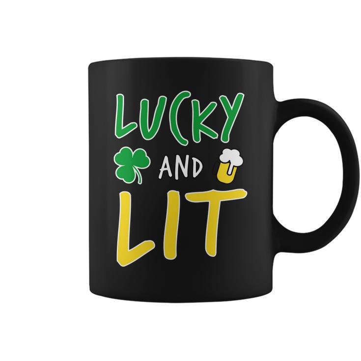Lucky And Lit St Patricks Day Graphic Design Printed Casual Daily Basic Coffee Mug