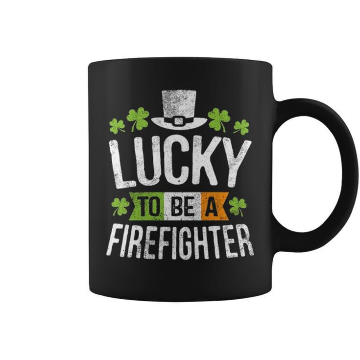 Lucky To Be A Firefighter Funny St Patricks Day Coffee Mug