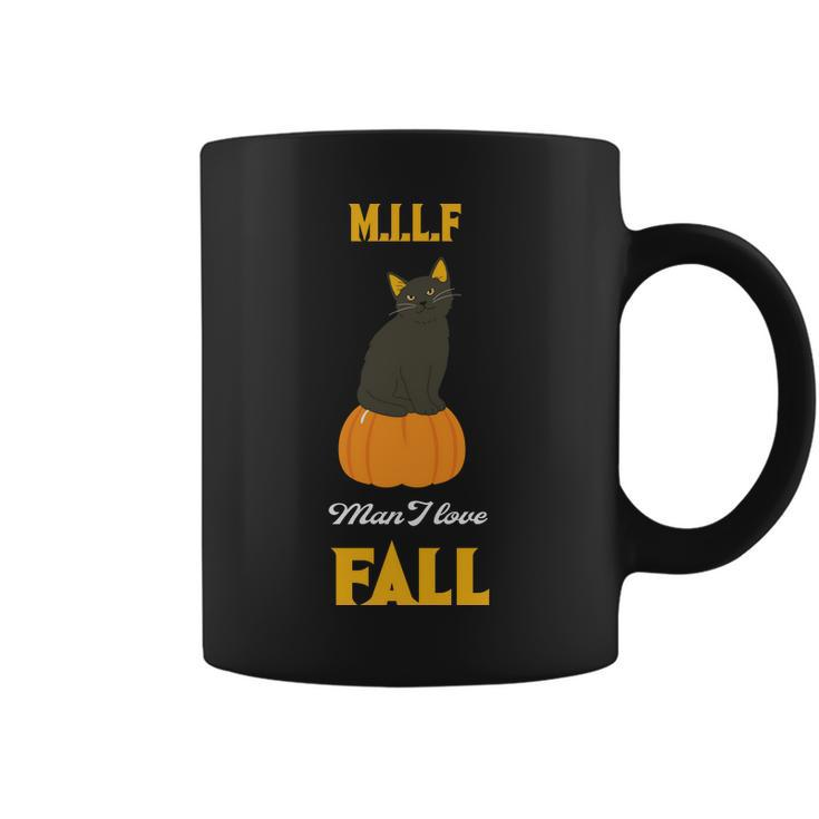 Man I Love Fall Pumpkin Black Cat Coffee Mug