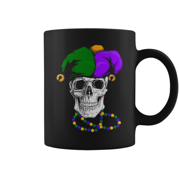 Mardi Gras Skull Jester Hat Coffee Mug
