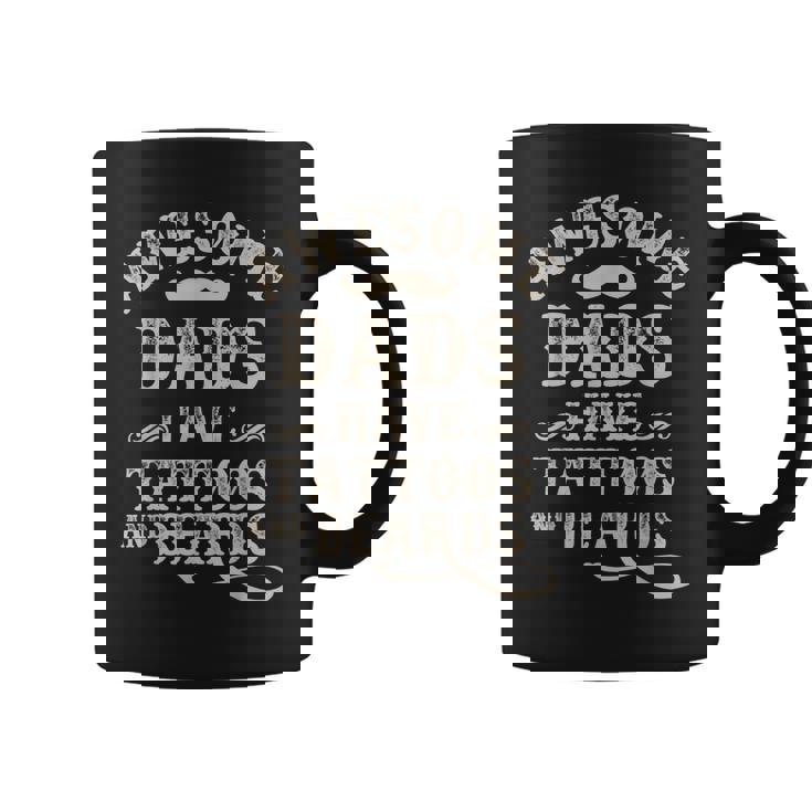 Mens Awesome Dads Have Tattoos And Beards Fathers Day Coffee Mug