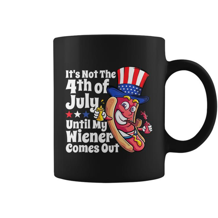 Mens Funny 4Th Of July Hot Dog Wiener Comes Out Adult Humor Gift Coffee Mug