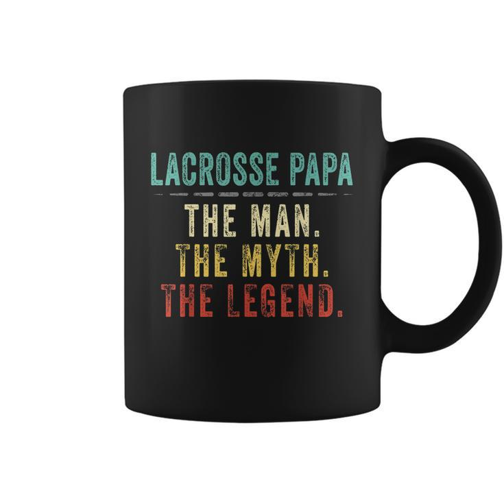 Mens Lacrosse Papa Fathers Day Gift Lacrosse Man Myth Legend Coffee Mug