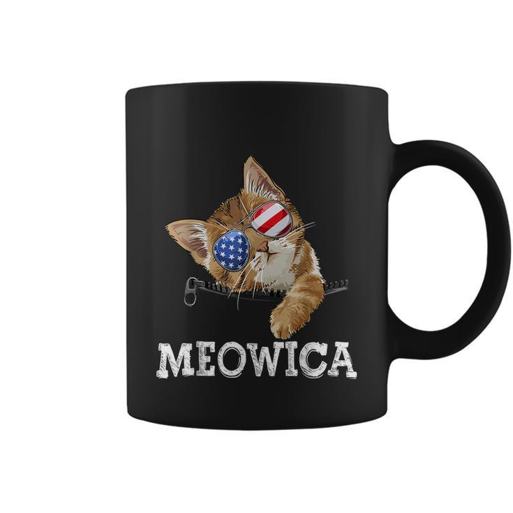 Meowica American Flag Cool Joke Cat Sunglusses 4Th Of July Coffee Mug