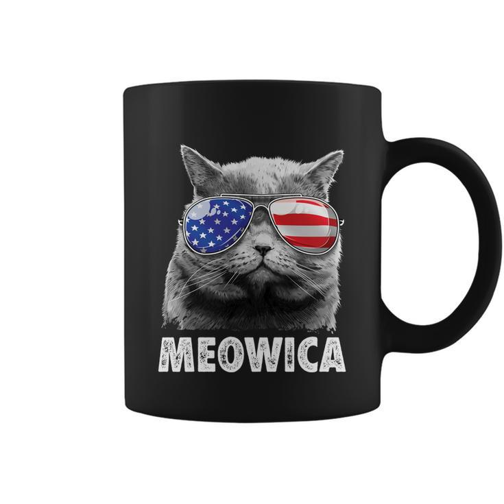 Meowica Cat 4Th Of July Merica Men Women Usa American Flag Coffee Mug