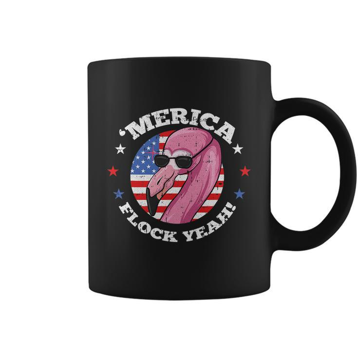 Merica 4Th Of July Flamingo Flock Patriotic American Flag Coffee Mug