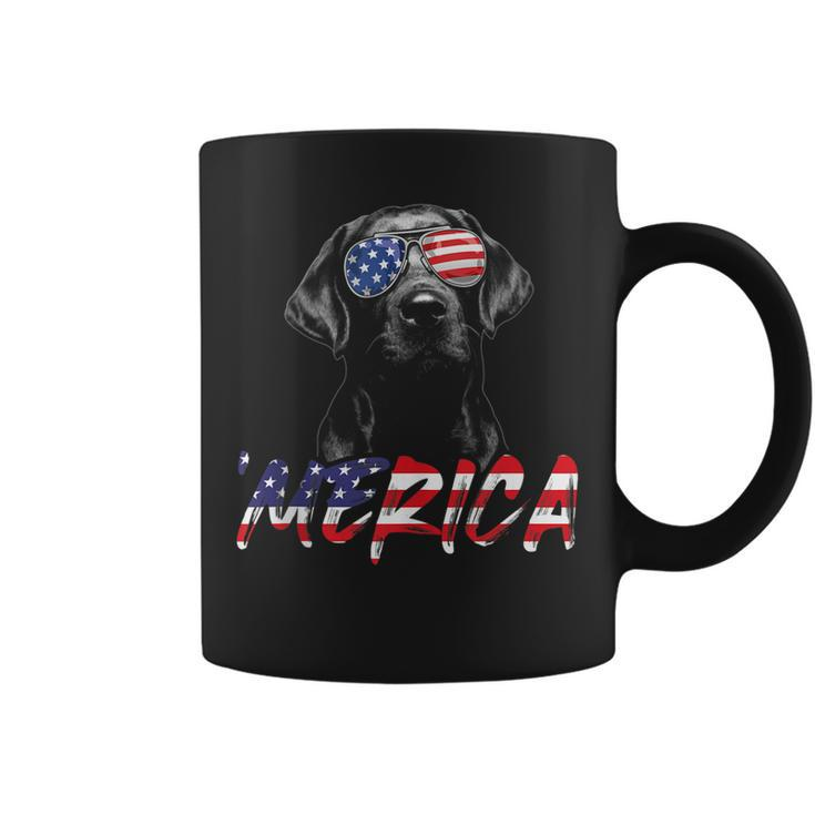 Merica Black Labrador 4Th Of July American Flag Lab Dog  Coffee Mug