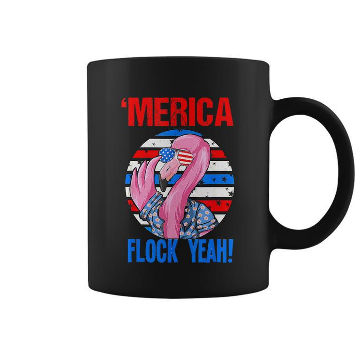 Merica Flock Yeah 4Th July Funny Patriotic Flamingo Coffee Mug
