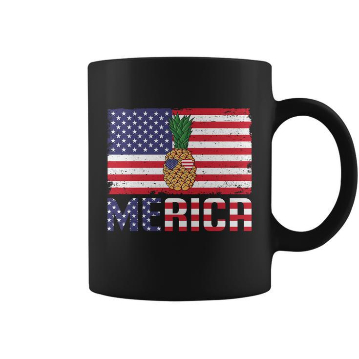 Merican Pineapple Usa Flag Graphic 4Th July Plus Size Shirt Coffee Mug