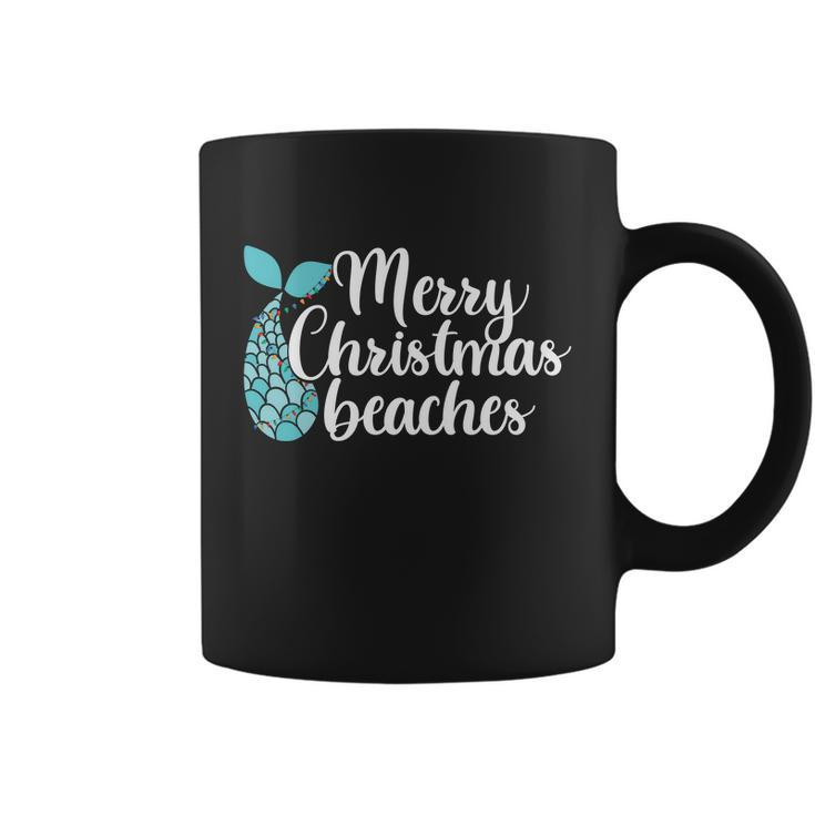 Merry Christmas Beached Mermaid Christmas In July Coffee Mug