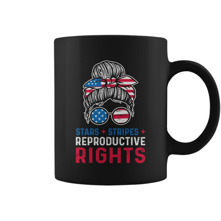 Messy Bun American Flag Stars Stripes Reproductive Rights Gift V2 Coffee Mug