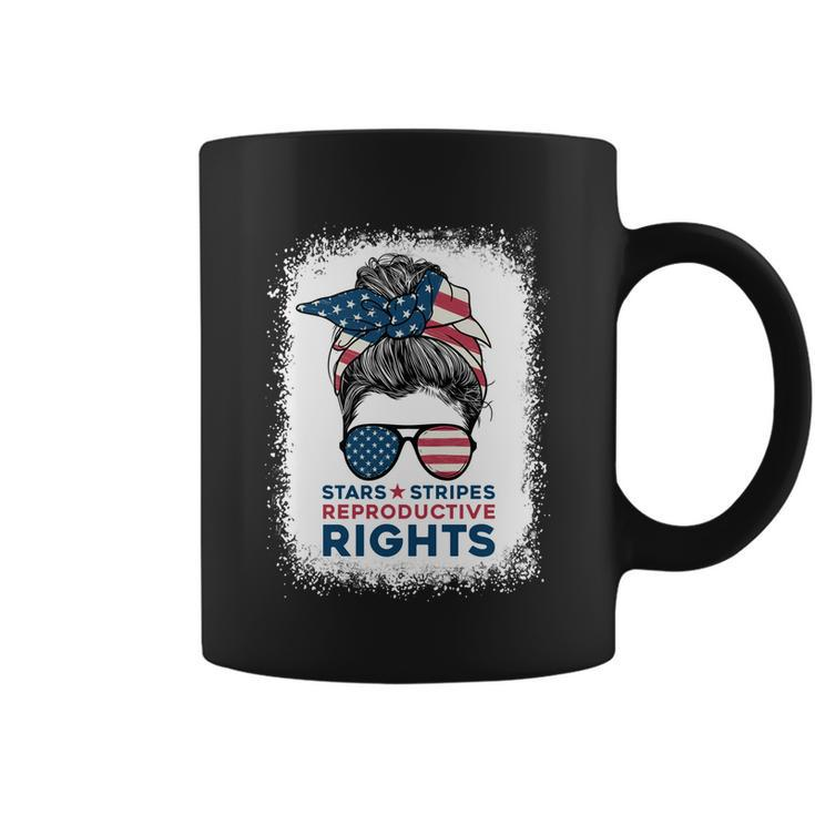 Messy Bun American Flag Stars Stripes Reproductive Rights Gift V3 Coffee Mug
