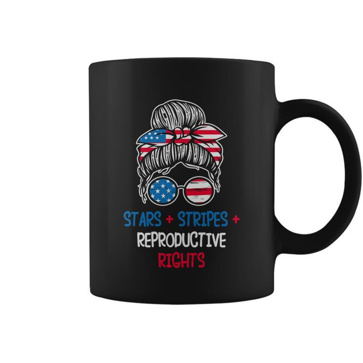 Messy Bun American Flag Stars Stripes Reproductive Rights Gift V4 Coffee Mug