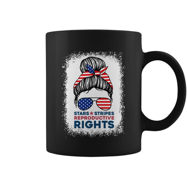 Messy Bun American Flag Stars Stripes Reproductive Rights Meaningful Gift V2 Coffee Mug