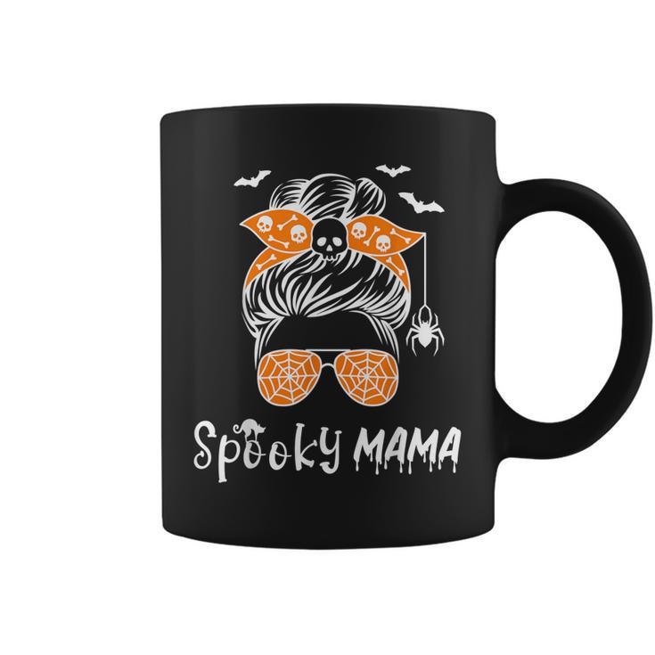 Messy Bun Spooky Mama Mom Funny Halloween Costume Skull  V2 Coffee Mug