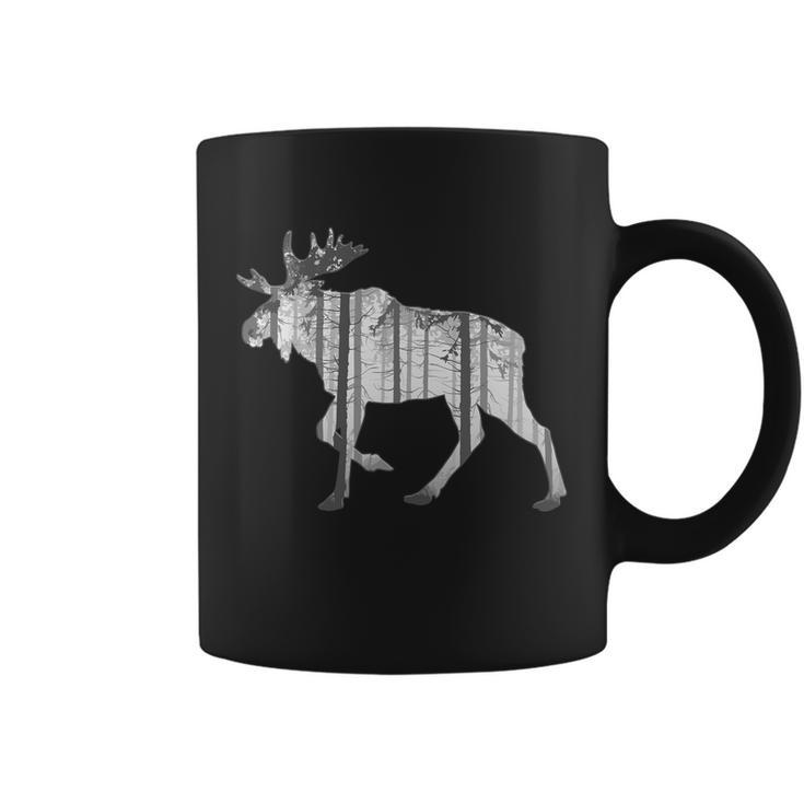 Moose Forest Silhouette Grey Style Tshirt Coffee Mug