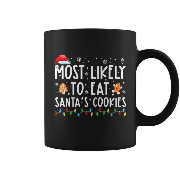 Most Likely To Eat Santas Cookies Family Christmas Holiday Tshirt Graphic Design Printed Casual Daily Basic Coffee Mug