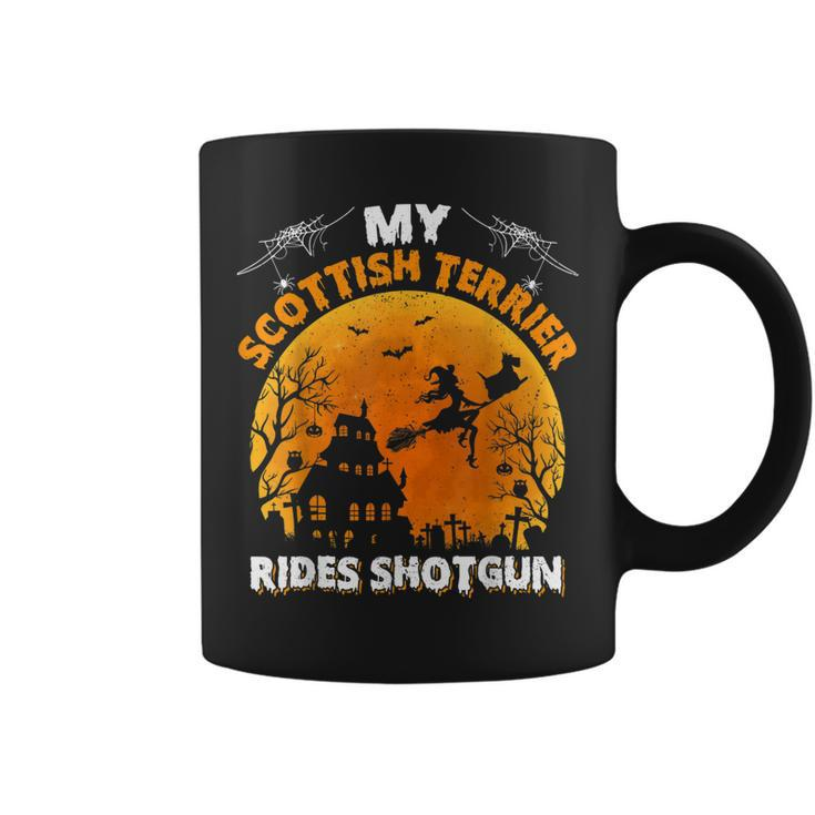 My Scottish Terrier Rides Shotgun Scottish Terrier Halloween  Coffee Mug