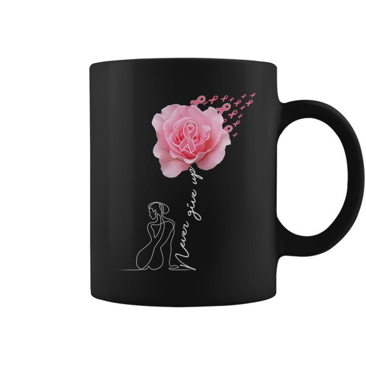 Never Give Up Breast Cancer Rose Tshirt Coffee Mug