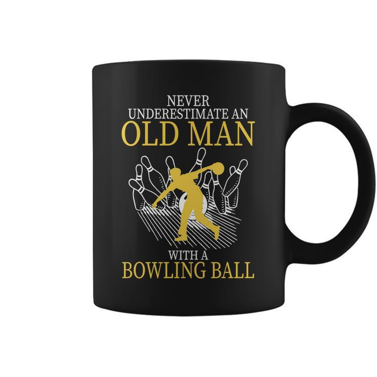 Never Underestimate An Old Man With A Bowling Ball Tshirt Coffee Mug
