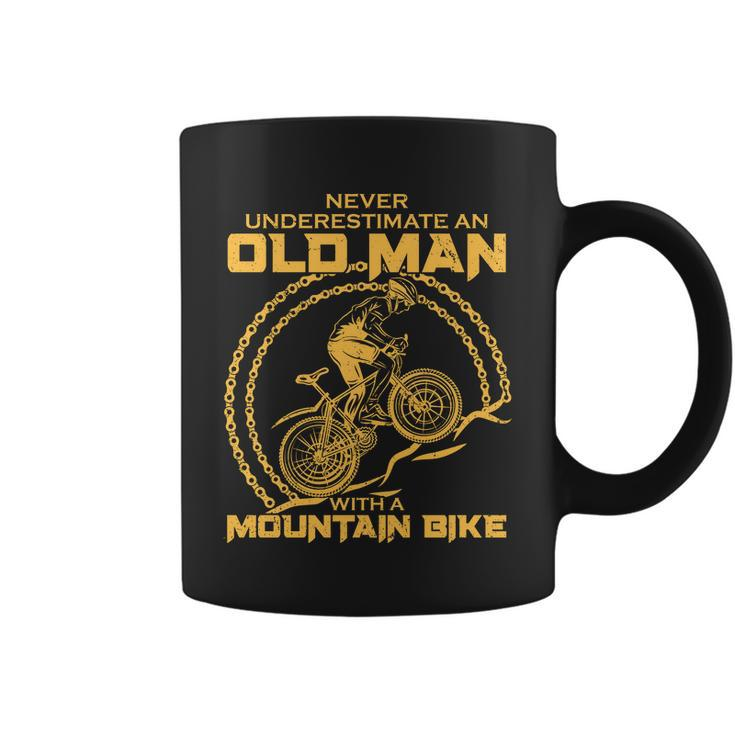 Never Underestimate An Old Man With A Mountain Bike Tshirt Coffee Mug