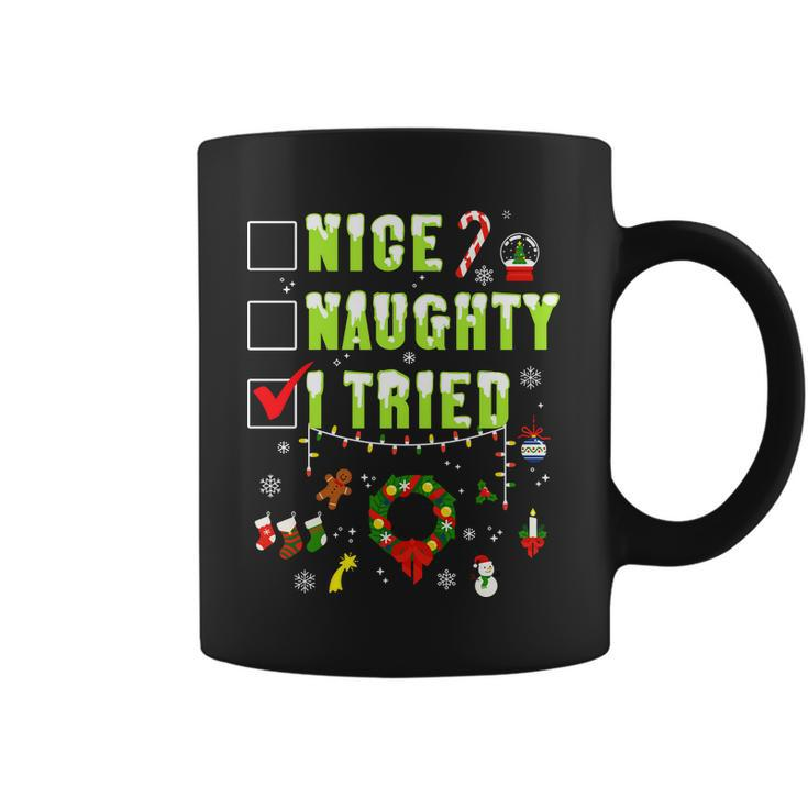 Nice Naughty I Tried Funny Christmas Checklist Coffee Mug