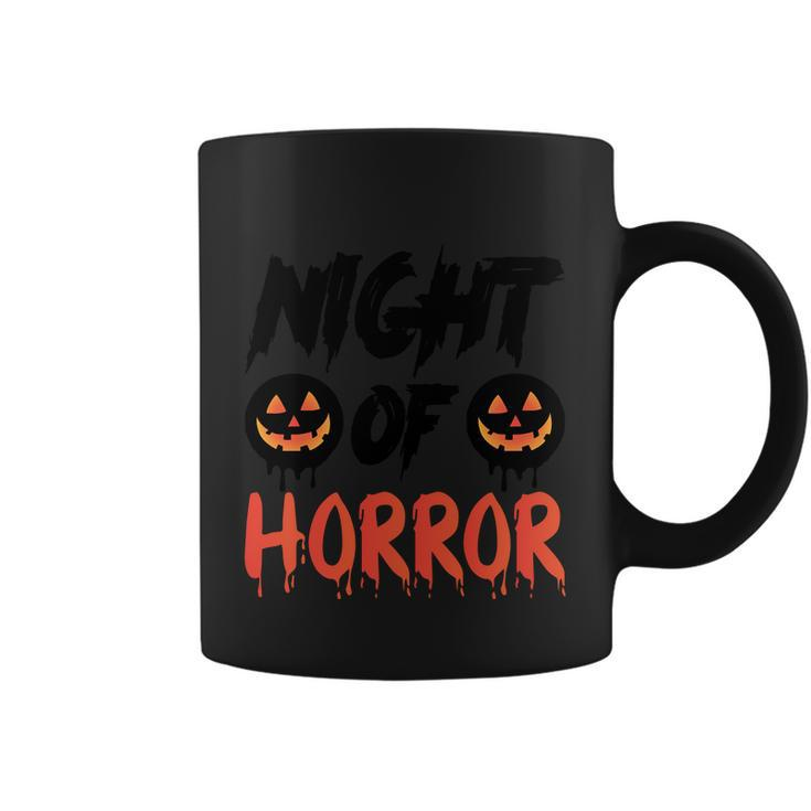 Night Of Horror Pumpkin Halloween Quote Coffee Mug