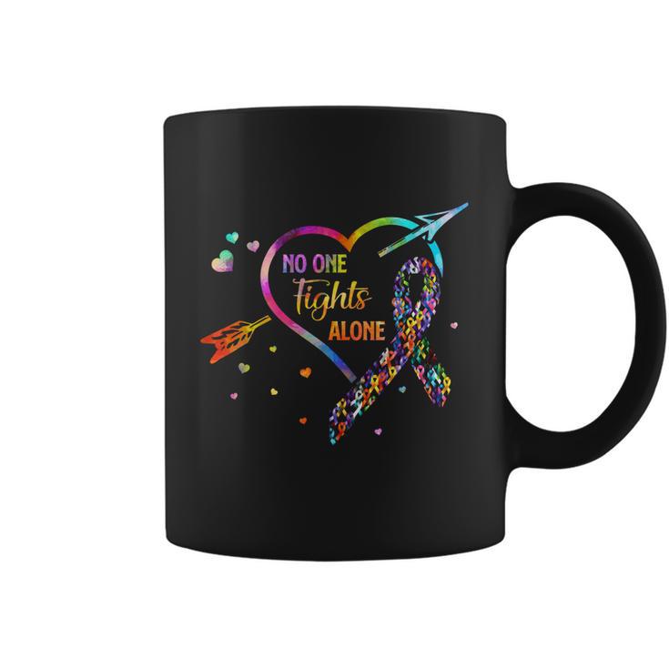 No One Fight Alone Arrow Heart Fight Cancer Ribbon Meaningful Gift Coffee Mug