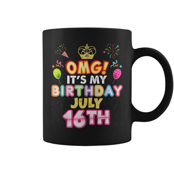 Omg Its My Birthday July 16Th Vintage 16 Happy Kid Vintage Coffee Mug