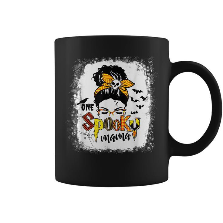 One Spooky Mama For Halloween Messy Bun Mom Monster Costume  Coffee Mug