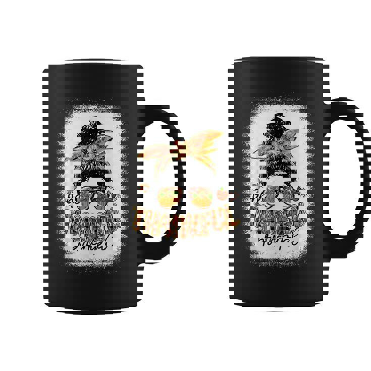 One Thankful Principal Messy Bun Fall Thanksgiving Gifts Coffee Mug