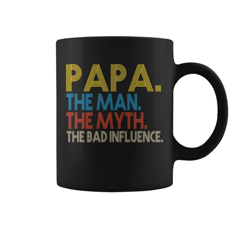 Papa Man Myth The Bad Influence Retro Tshirt Coffee Mug