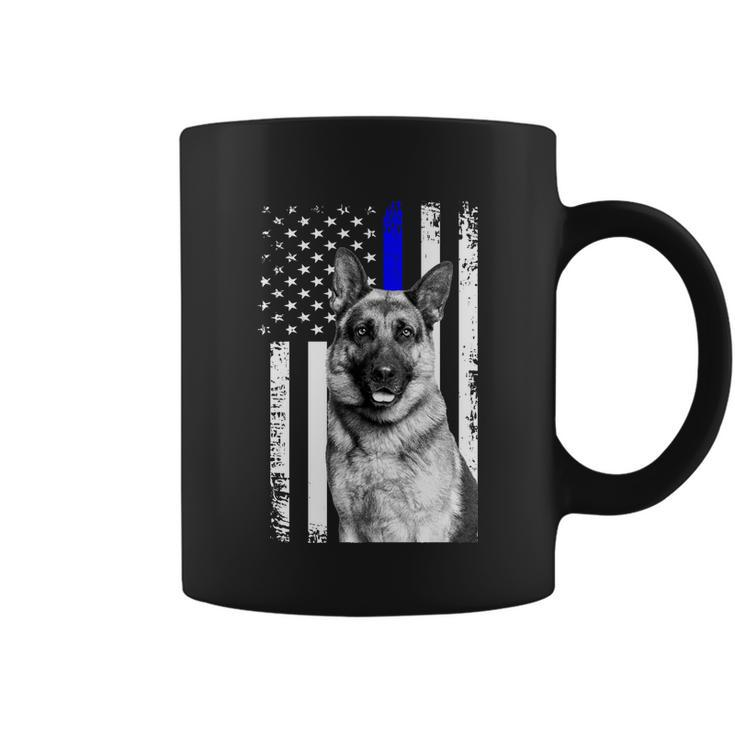 Patriotic German Shepherd Dog American Flag Thin Blue Line Gift Coffee Mug