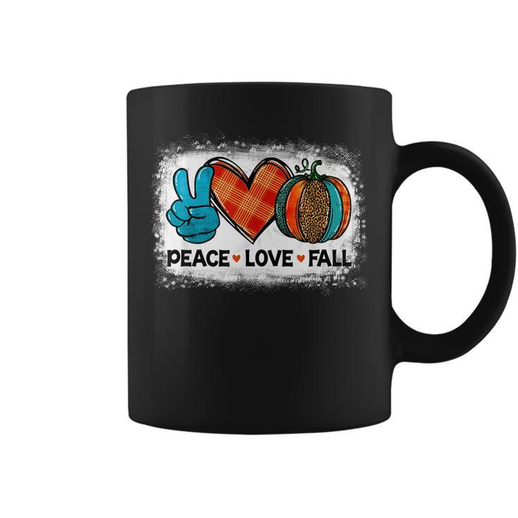 Peace Love Fall Leopard Pumpkin Halloween Vibes Bleached Coffee Mug