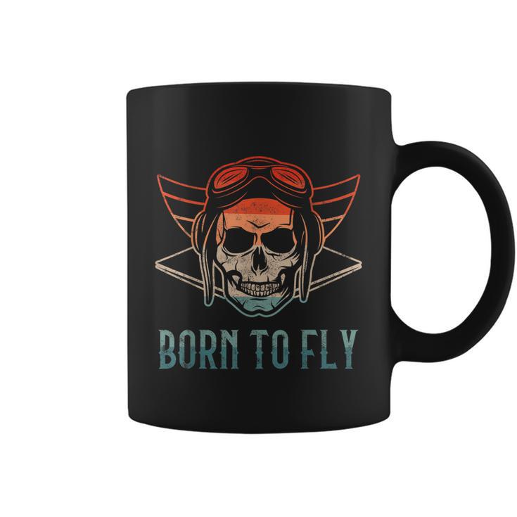 Pilot Born O Fly Airplane Plane Aviator Airport Pilots Coffee Mug