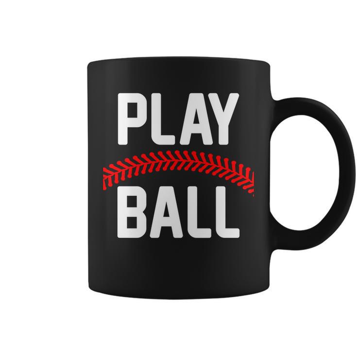 Play Ball Baseball And Softball Players Coffee Mug