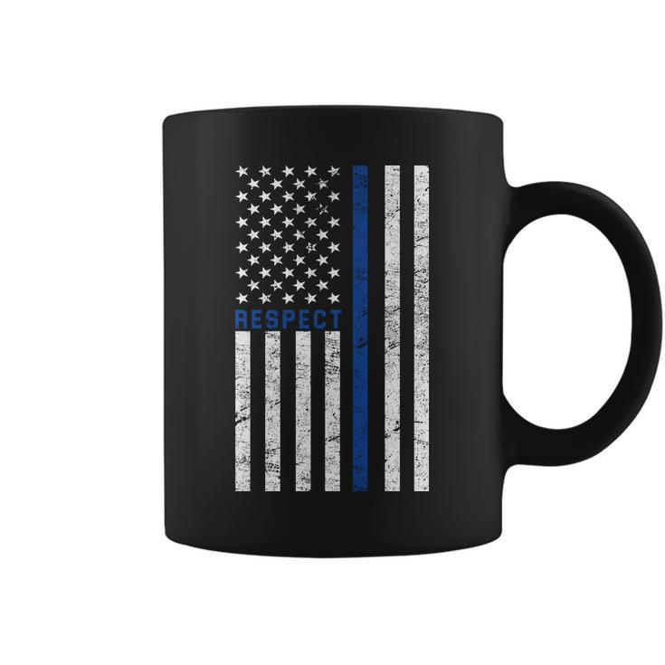 Police American Flag Respect The Blue Coffee Mug