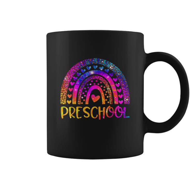 Preschool Teacher Leopard Tie Dye Rainbow Coffee Mug