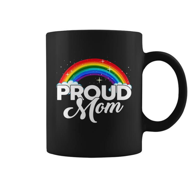 Proud Mom Lesbian Lgbt Gay Lgbtq Rainbow Flag Gift Coffee Mug
