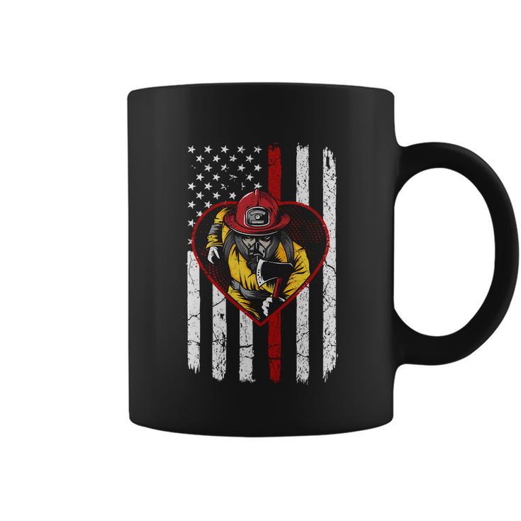 Proud To Be A Firefighter Usa American Flag Thin Red Line Coffee Mug