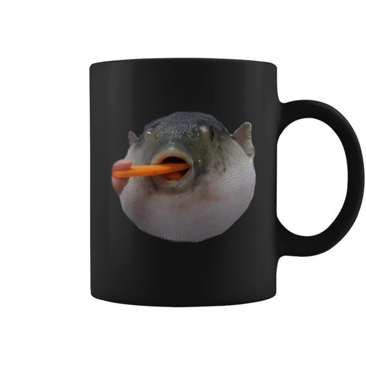 Pufferfish Eating A Carrot Meme Funny Blowfish Dank Memes Gift Coffee Mug