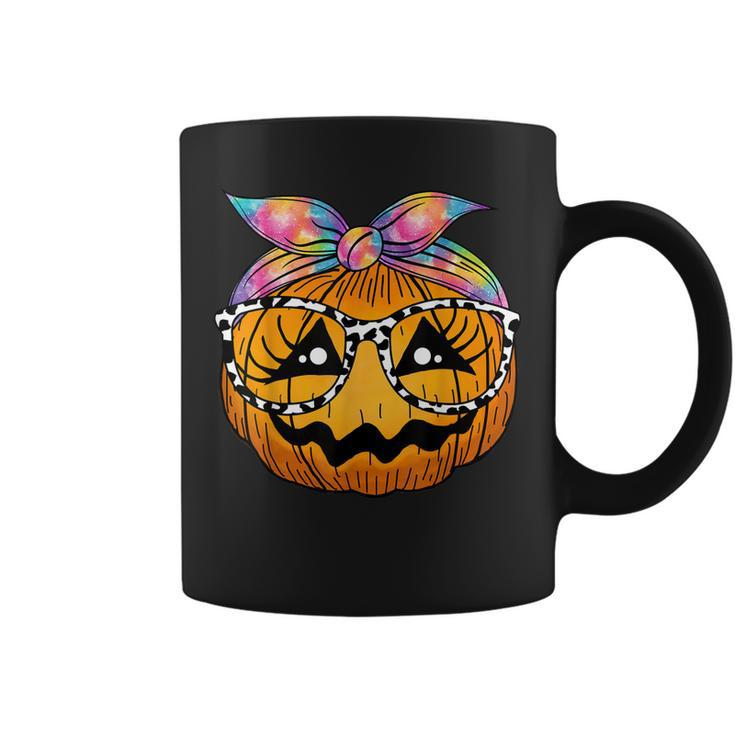 Pumpkin Face Tie Dye Leopard Glasses Halloween Costume Kids  Coffee Mug